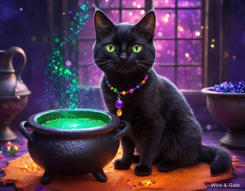 The black cat and the cauldron