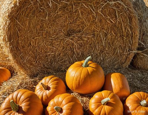 Pumpkins on the hay