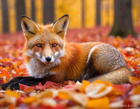 The fox in the leaves