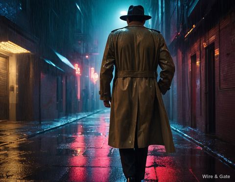 The detective in the rain
