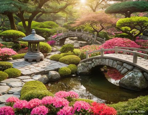 The blooming Japanese garden