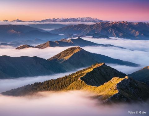 Sunrise over the sea of clouds
