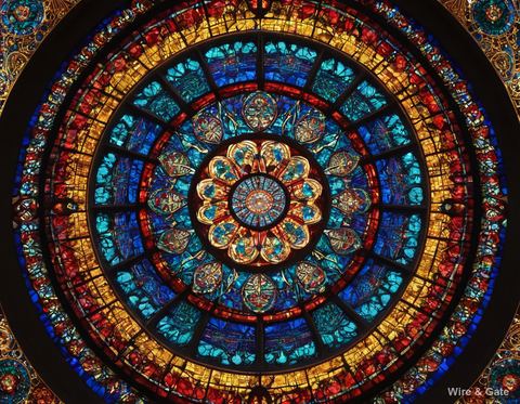 The stained-glass rose window