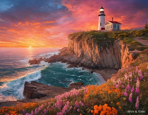 The lighthouse at sunset