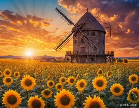Sunflowers at dusk
