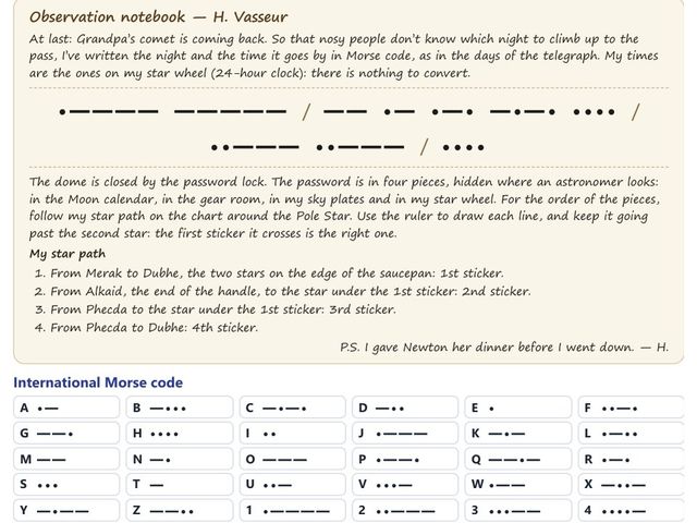 Part of the kit page “The notebook in Morse code”